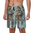 thumbnail image 2 of Uemuo Astronauts On Lunar Mission Pattern Mens Swim Trunks Quick Dry Board Shorts with Mesh Lining, Stretch Beach Shorts Quick Dry No-Chafing Board Shorts-Small, 2 of 9