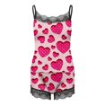 thumbnail image 3 of Womens Pajama Set Casual Valentine'S Day Printed Spaghetti Strap Sleeveless Shorts 2 Piece Womens Sleepwear,Pink,S, 3 of 4