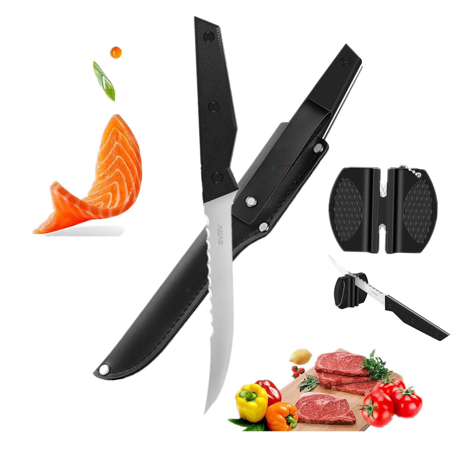 Fish Filet Knife, 6 Inch Boning Knife with Tailored Sheath and