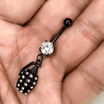 thumbnail image 2 of Belly Button Ring Naval piercing Surgical Steel Dangle Granat design, 2 of 7