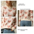 thumbnail image 3 of Suéter Con Estampado de Corazones, Dulce, Informal, Cuello Redondo, Manga Larga para Mujer, Vacaciones y Ocio, 3 of 7