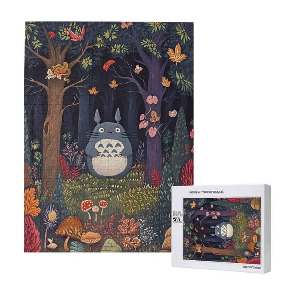 Jigsaw Puzzle 500 Pieces, My Neighbor Totoro Wooden Puzzle Picture Decorations Toys for Teens Adults