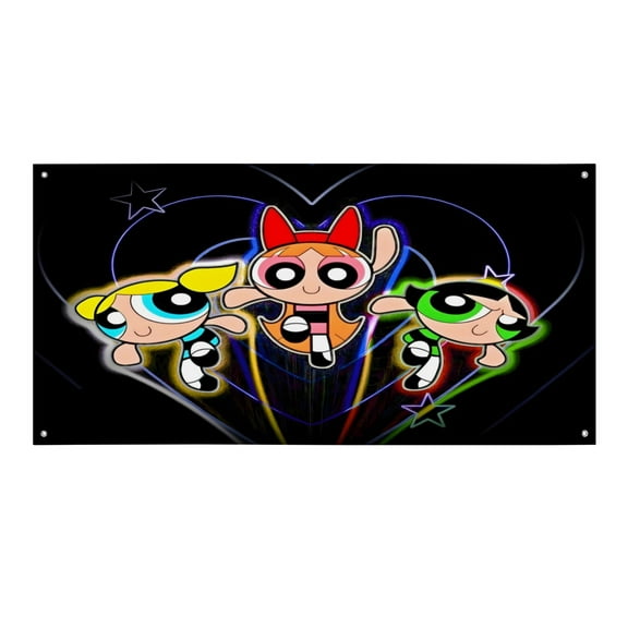 The Powerpuff Girls-Theme Backdrops Banner Birthday Party Decor Supplies Personalized Party Backdrop Decoration,5x3ft(150x90cm)