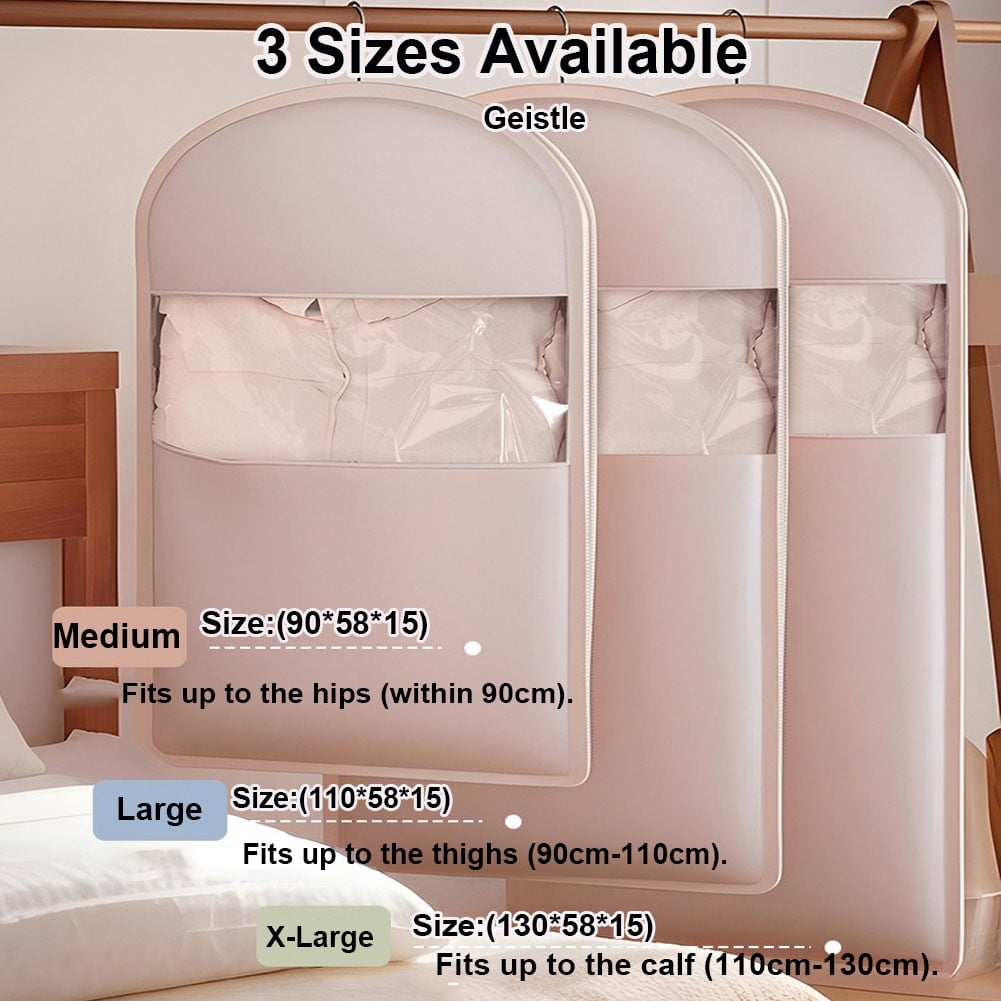 Space Saving Hanging Garment Bag with Self Compression Zipper,Space Saver Closet Organizers,Large Dust Cover Clothes Bags for Down Coat