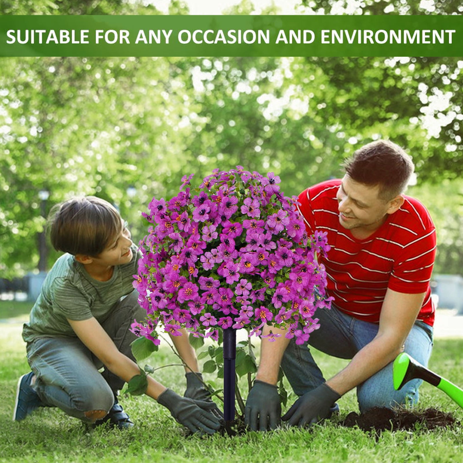 CY5O5ee 2PCS Artificial Flowers for Outdoors 23.62in Artificial SpikePlants Flowers Colorful Flowers Spring Decor for Porch Patio Home Yard Garden Window Box Pot Planters