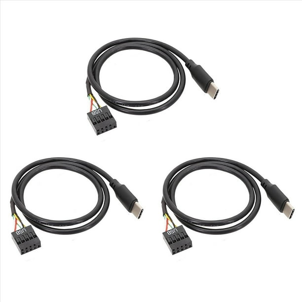 3 Uds. Cable USB de 9 Pines A USB Tipo C para Placa Base de Computadora A USBC Pantalla Secundaria PC Pantalla LCD Adaptador de Cable USB de 9 Pines