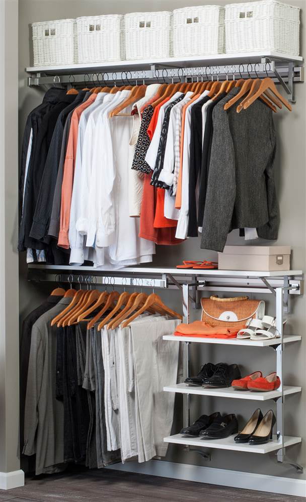 Closet System With Adjustable Shelves, White Metal Shelving For Closets
