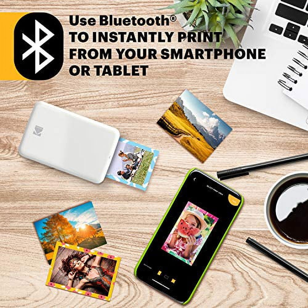 Zink Kodak Step Wireless Mobile Photo Printer Compatible with iOS & Android, NFC & Bluetooth - White