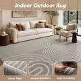 thumbnail image 5 of SIXHOME 9'x12' Outdoor Patio Rug, Geometric Indoor Outdoor Area Rug with Arch Stripe Pattern for Deck, Porch, Backyard, RV, Garden, Gray, 5 of 8