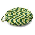 thumbnail image 1 of Abstract Round Floor Cushion with Handle, Nature Toned Curvy Stripes and Diagonal Cut Lines Geometric Modern, Pillow for Living Room & Dorms, 18" Round, Emerald and Yellow Green, by Ambesonne, 1 of 4