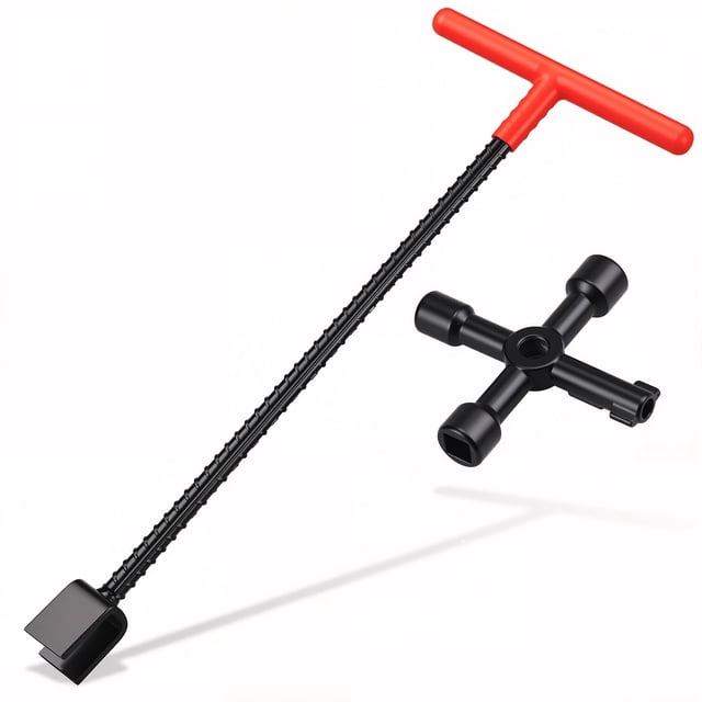 Llave de contador de agua Manalete de 43 cm con llave utilitaria de acero de 4 vías