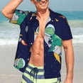 thumbnail image 5 of Lsque Astronaut Dinosaur and Space pattern Hawaiian Shirt for Men, Unisex Summer Beach Casual Short Sleeve Button Down Shirts-Small, 5 of 9