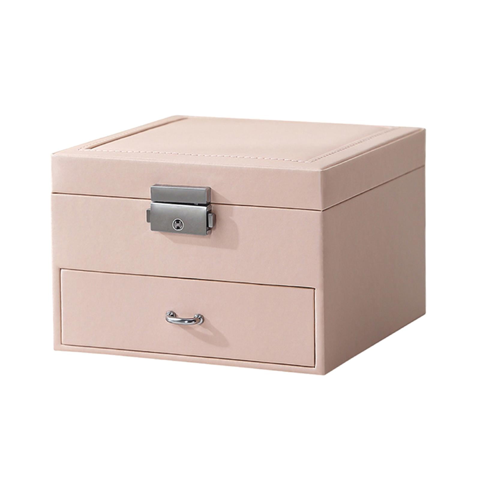 FVDPWYE Jewellery Box Organizer for Women Girls Jewelry Storage Case 2 Layer Display for Pink