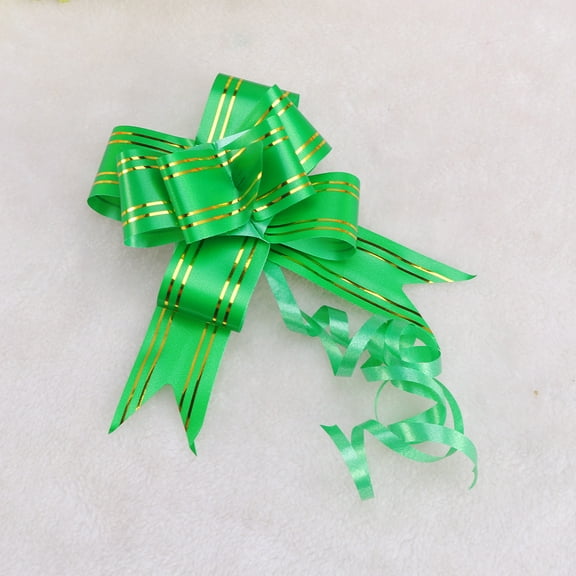 COMPUKAS 20Pcs present Knot Ribbons Green Pull Bows for Christmas and Wedding 7.9X1.2X0.04in