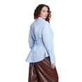 thumbnail image 2 of ELOQUII Women's Plus Size Poplin Lace-Up Button Up Top, 2 of 4