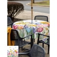 thumbnail image 5 of Outdoor Tablecloth with Umbrella Hole for Patio/Picnic/Party/Camping, Watercolor Floral Waterproof Table Cloth Square Cover Washable, Spring Tulip Sunflowers Butterfly (54"x 54"), 5 of 8