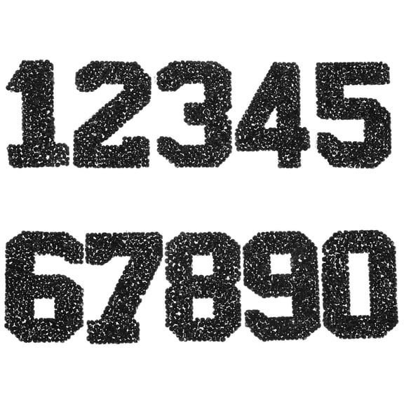 LOLIPPYY 10pcs Black Rhinestone Number Patches for Cotton and Polyester
