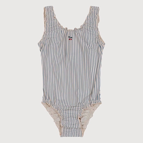 Gyujnb Sleeveless Swimsuit with Stripd and Cherry Print Cute Swimwear (Baby, Little Girls),2-3 Years