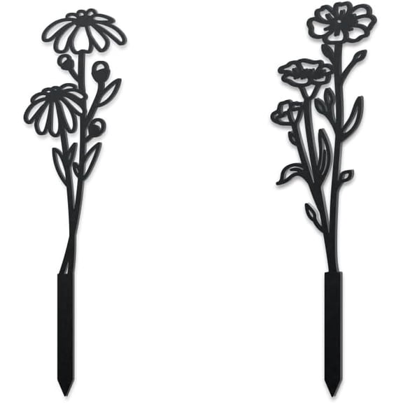 Iron Garden Stakes for Outdoor Garden Decoration Flower 380x100x1.2mm 2pcs/set