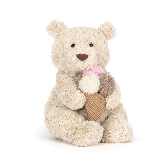 Jellycat Oatus Bear with Ice Cream Plush Toy, 10.2in Plush Toy Great Gift for Kids and Adult