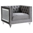 thumbnail image 2 of ACME HeiberoII Chaise Rembourrée en Velours Capitonné Gris, 2 of 7
