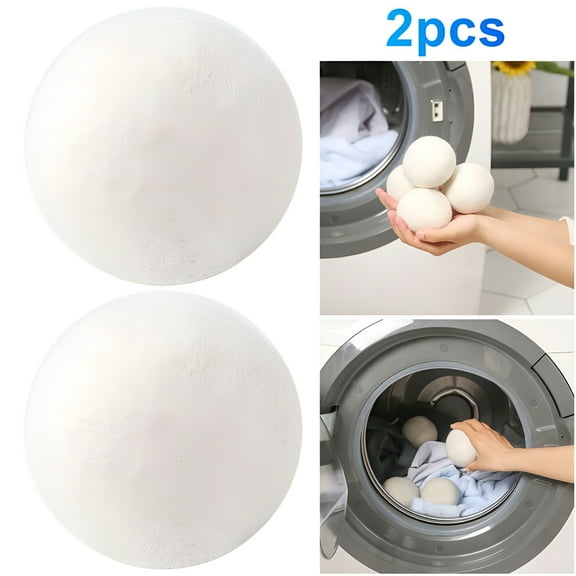 LAMIRO 2-Pack Wool Dryer Balls,Pet Hair Remover for Laundry,Reusable Natural Fabric Softener Laundry Balls for Dryer 5CM