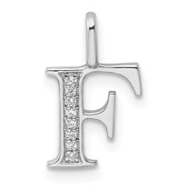 Auriga 14k White Gold Diamond Letter F Initial Pendant for Women(L- 15.4 mm, W- 9.27 mm)