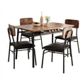 thumbnail image 1 of Dining Table Set for 4 with Storage Rack, 5-Piece Kitchen Table and Upholstered Chairs, Wood Tabletop & Heavy-Duty Metal Frame – Space-Saving for Small Space, Apartment – Black / Light Gray / Retro, 1 of 7