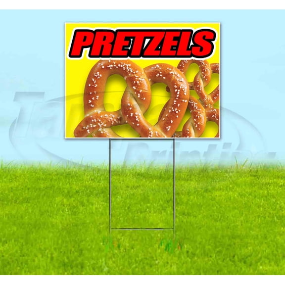 Pretzels (18" x 24") Yard Sign, Includes Metal Step Stake