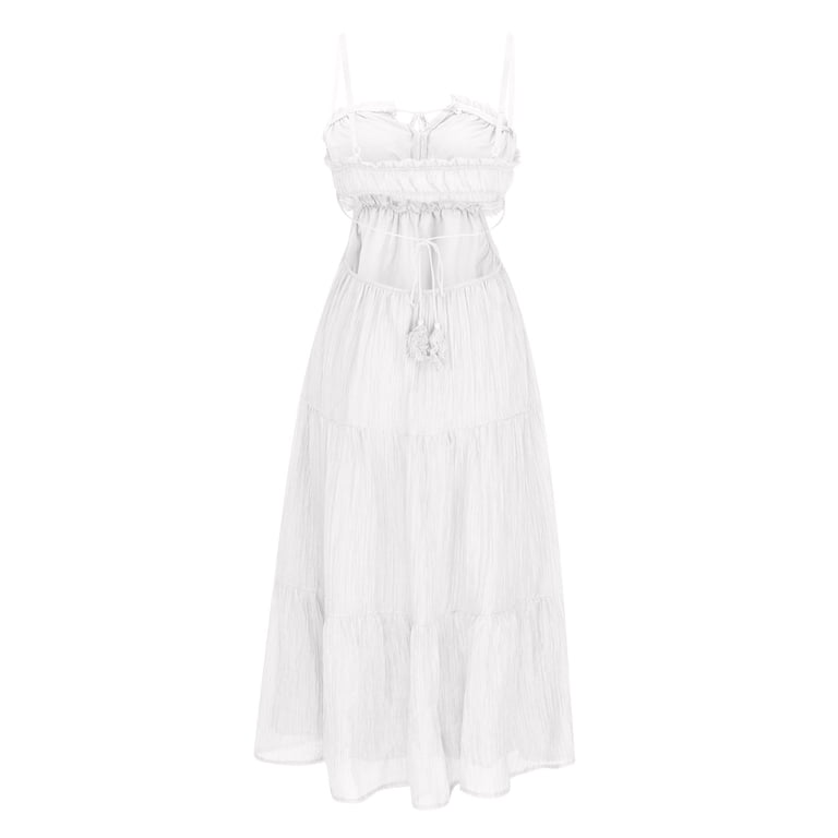 chinese dress ladies R.Vivimos Womens Summer Cotton Strapless Elastic Smocked Boho Beach Casual  Flowy Maxi Tube Dresses (Small, ArmyGreen#2) at Amazon Women's Clothing  store main image 0