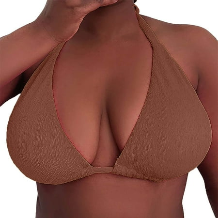 Clearance!Uooqdmx Bras for Women Plus Size Lingerie Bag Plus Size Beach Bikini Large Backless Swimsuit Top Comfortable Bras for Women Beige L