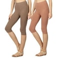 thumbnail image 1 of Women & Plus (S-3X) Essential Basic Cotton Spandex Stretch Below Knee Length Capri Leggings (Single & Multi Packs Available), 1 of 4