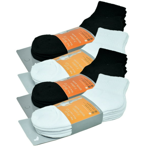 3-12 Pairs Mens Cotton Athletic Ankle Crew Solid Cushioned Socks Size 9-11 10-13