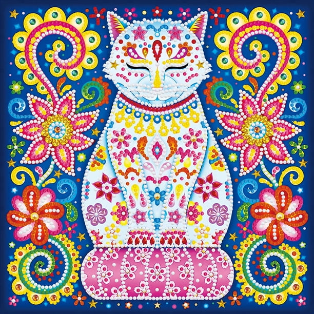 Cuadros Decorativos Arte de diamantes de imitación 5D DIY Kit de mosaico de gato luminoso con pintura de diamante en forma especial Likrtyny embutido en tela