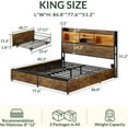 thumbnail image 2 of King Size Bed Frame with 6 Storage Drawers and Headboard Wooden Platform Bed Frame with LED Lights and Charging Station Easy Assembly, 2 of 4