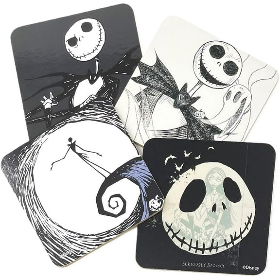 Disney Sally Jack & Zero Nightmare Before Christmas Halloween Cork Back Drink Coasters (1 Set of 4)