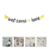 LEORX Welcome Hanging Sign Decoration Paper 1 Set Gold Rectangular
