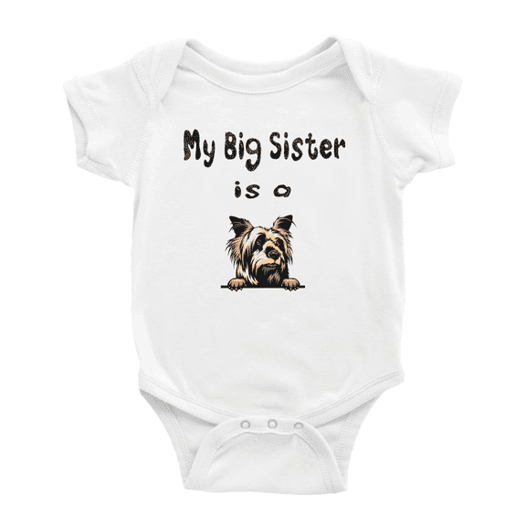 My Big Sister Is A Silky Terrier Dog Cute Baby Clothing Bodysuits Boy Girl Unisex