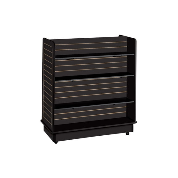 Black Slatwall Gondola Unit - 6 Shelves Included (Base and Casters Included)