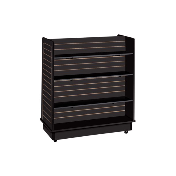 Black Slatwall Gondola Unit 6 Shelves Included (Base and Casters
