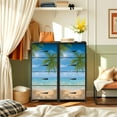 thumbnail image 6 of 4 Drawer Vertical Storage Dresser Sea beach palm tree with Wood Top Fabric Pull Drawers, 6 of 8
