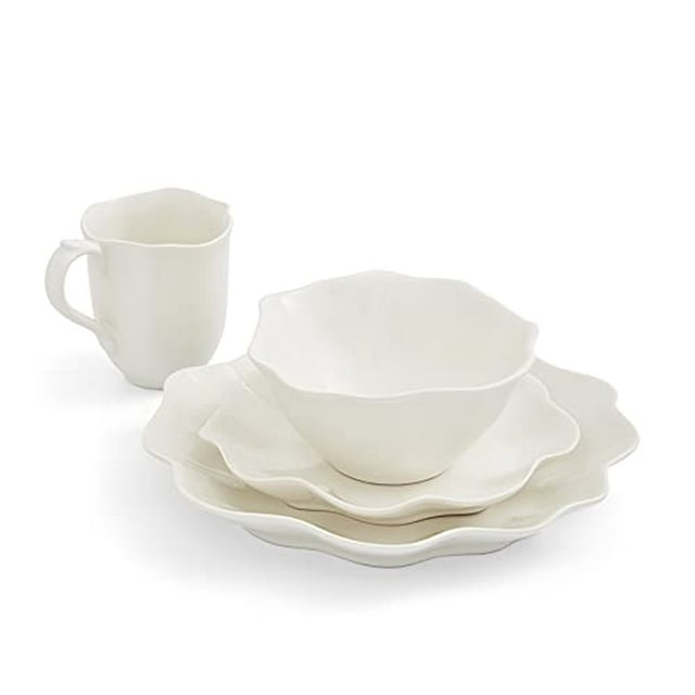Portmeirion Sophie Conran Floret 4 Piece Place Setting, Stoneware, Service for 1, Creamy White