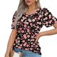 thumbnail image 3 of Camiseta de Cuello Redondo de Impresión Floral Casual de Manga Corta de las Mujeres, Blusa de Verano de Moda Ligera para el Día Y la Fiesta, 3 of 8