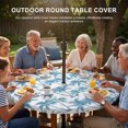 thumbnail image 3 of Round Outdoor Tablecloth with Umbrella Hole and Zipper, Blue Palm Tree Tablecloth with Elastic Waterproof, Coastal Trees Summer Tropical Botanical Patio Table Covers for 55" - 60" Picnic Pool Tables, 3 of 9