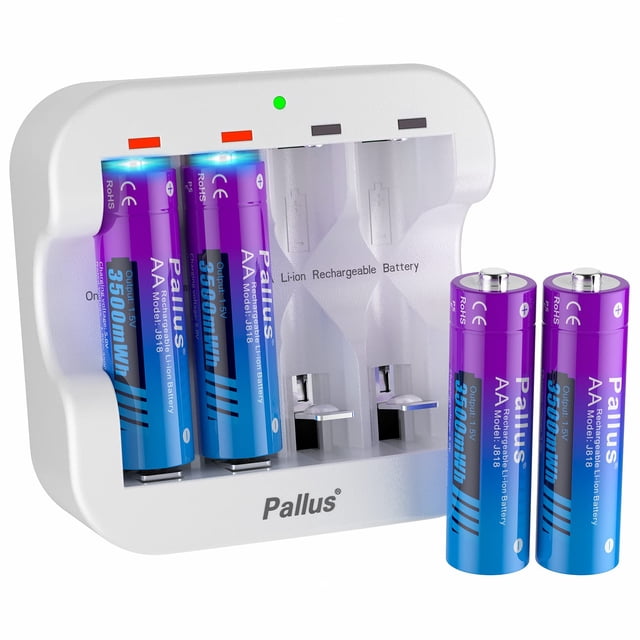Pilas AA de litio recargables Pallus 1,5 V 3500 mWh, paquete de 4