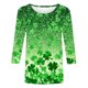 thumbnail image 4 of RKSTN 3/4 Length Sleeve Womens Tops Oversized Crewneck St Patricks Day Lucky Shamrocks Graphic Print T Shirt Womens Casual Plus Size Round Neck Loose Irish Festivities Three Quarter Sleeve Shirt, 4 of 6