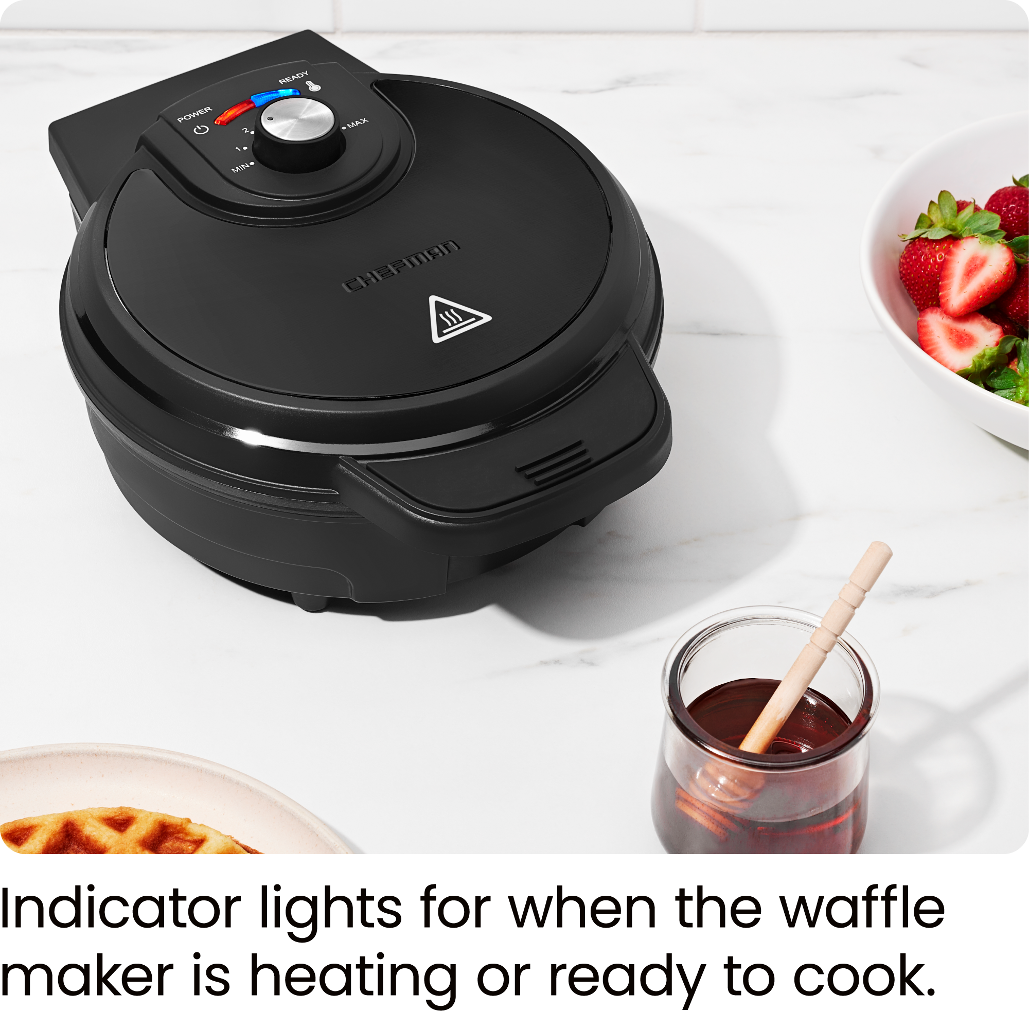 Chefman Anti-Overflow Belgian Waffle Maker Black photo 5