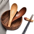 thumbnail image 3 of Flmtop Japanese Style Short Handle Hand Carved Heat-Resistant Wooden Spoon Small Fish-shaped Wooden Rice Spoon Kitchen Tools, 3 of 11