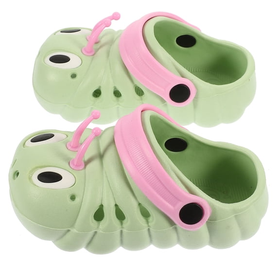 MLINS 1 Pair Caterpillar Beach Non slip Shoes Cartoon Summer Sandals Cool Slipper for Boys Girls (Green Size Length 14.5cm)