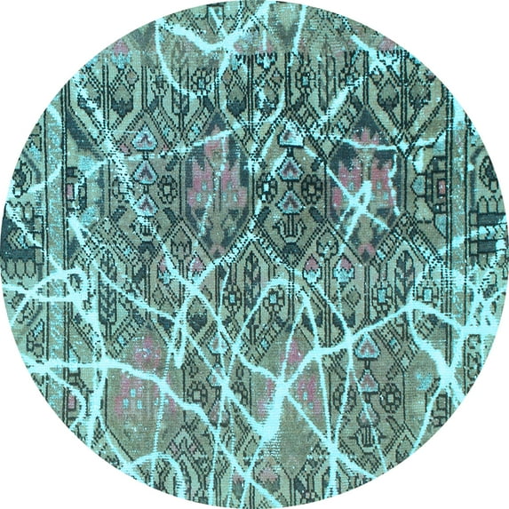 Ahgly Company Indoor Round Abstract Light Blue Modern Area Rugs, 5' Round